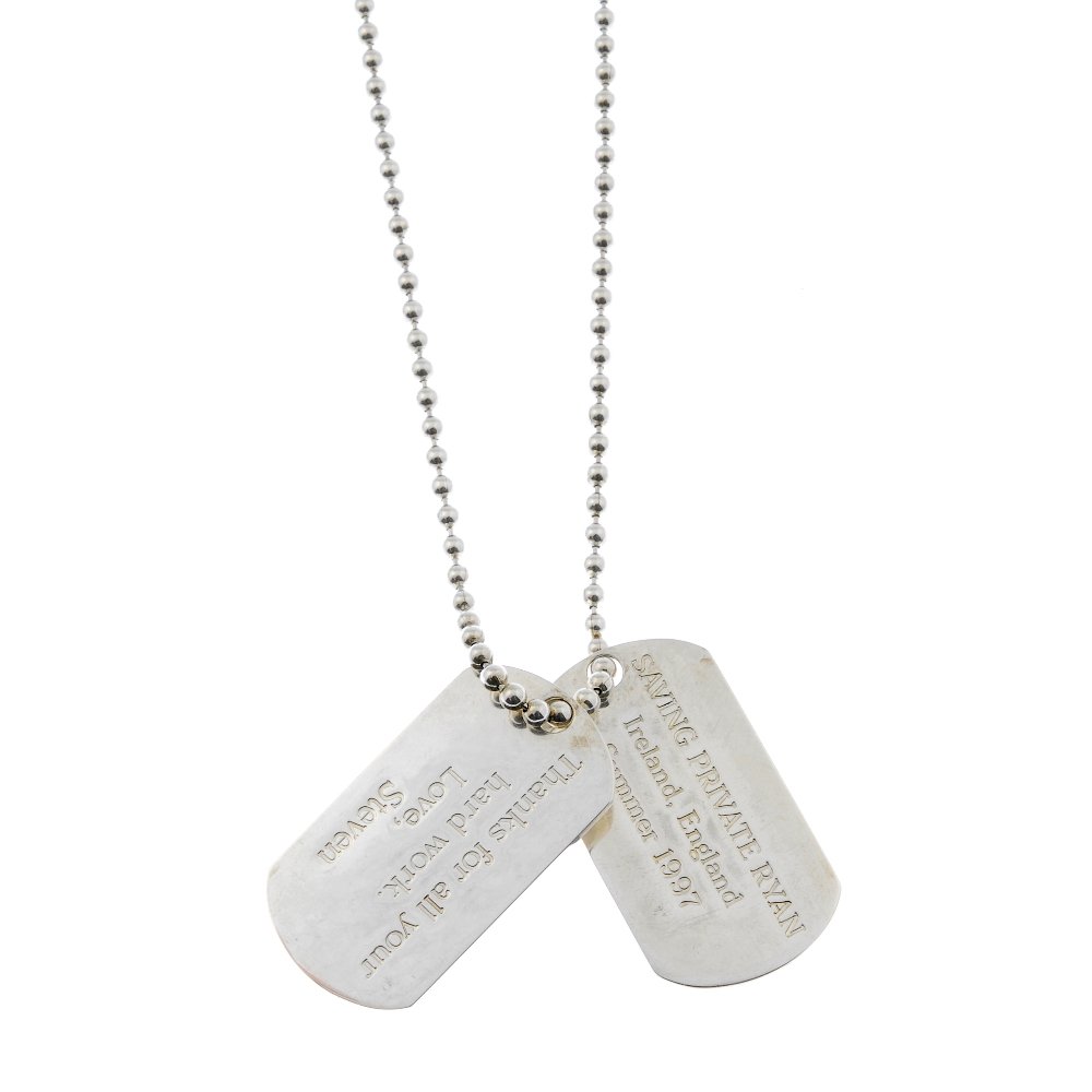TIFFANY & CO. - two dog tag pendants and a chain. (1 of 4)