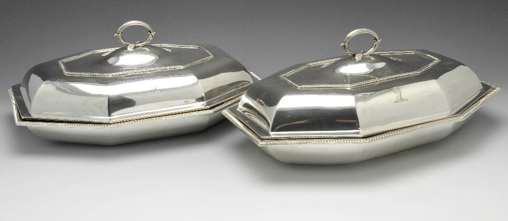 A pair of George III silver entree dish covers with (1 of 8)