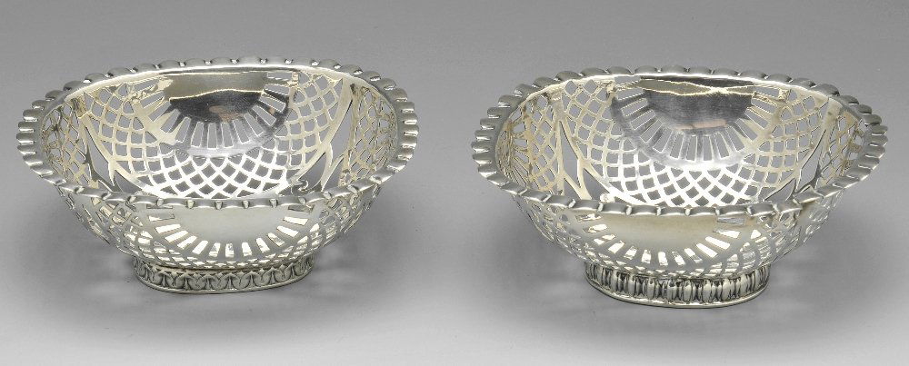 A matched pair of late Victorian silver bonbon dishes. (1 of 4)