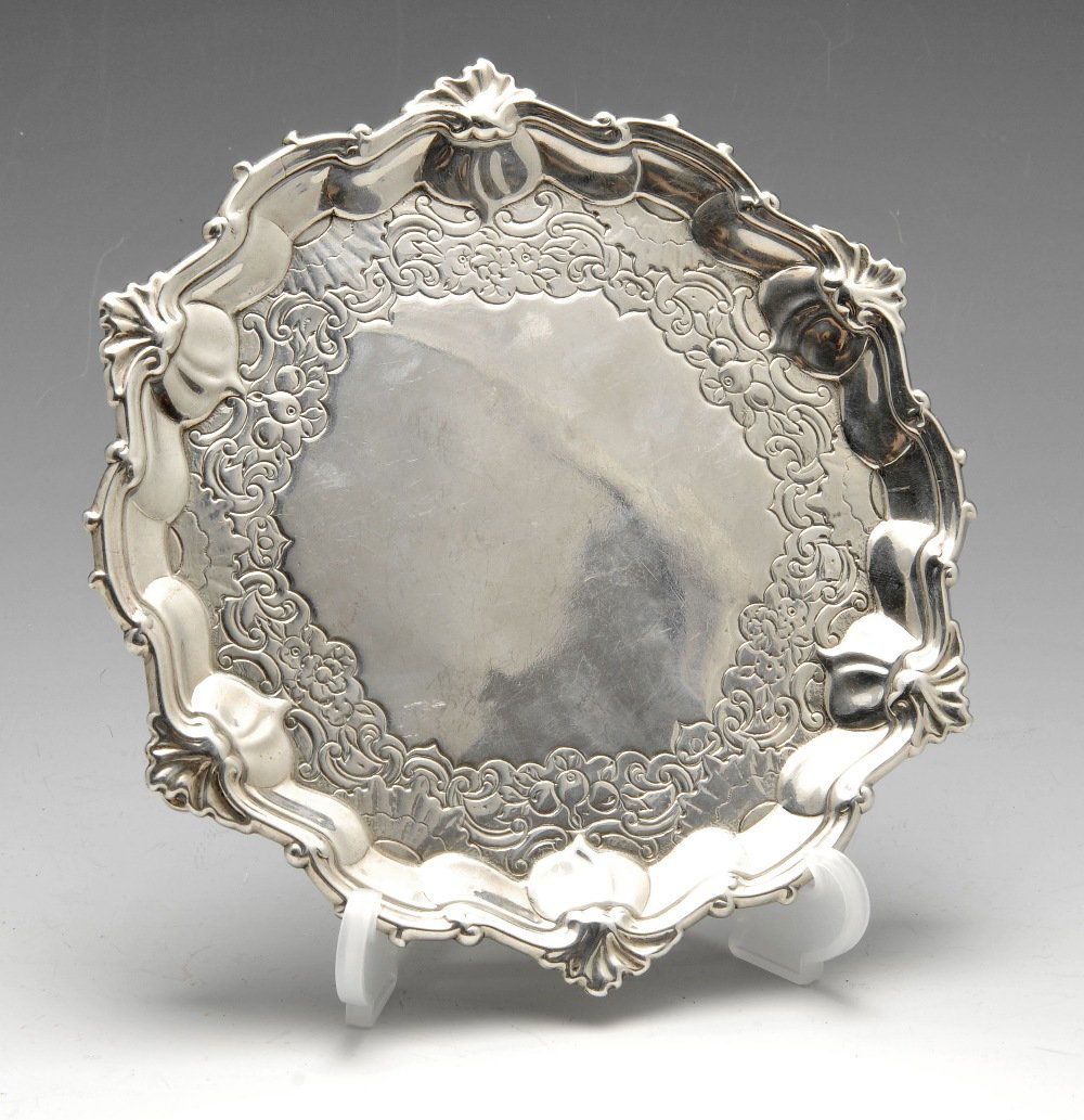 A George II silver waiter. (1 of 5)