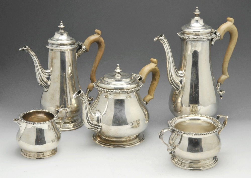 A 1960's silver tea service, plus a similar coffee pot. (1 of 10)