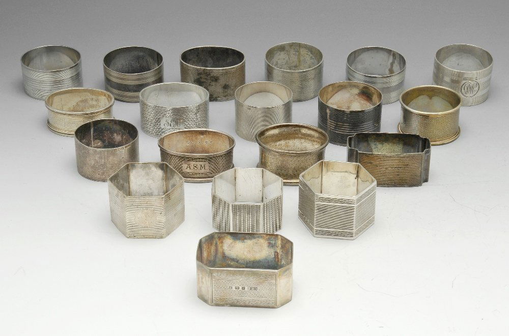 A selection of nineteen napkin rings. (1 of 5)