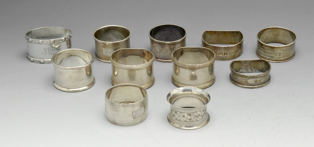 A selection of late Victorian and later silver napkin (1 of 7)