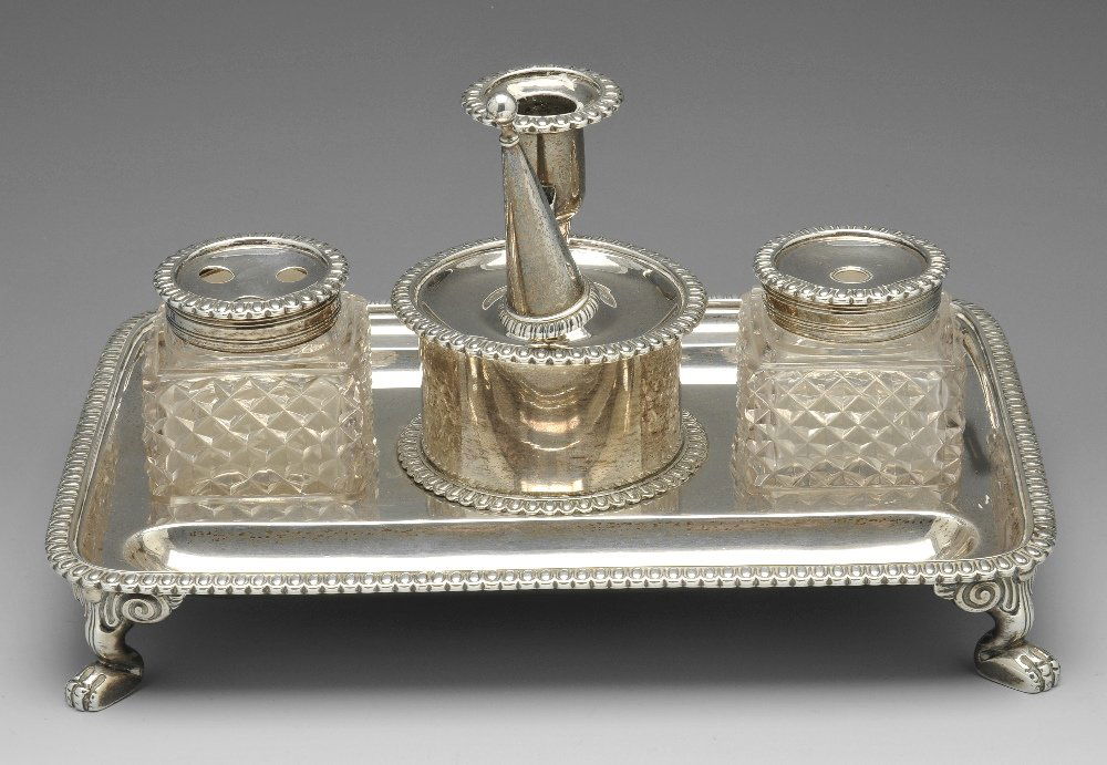 A George III silver desk stand, London 1810 by John (1 of 6)
