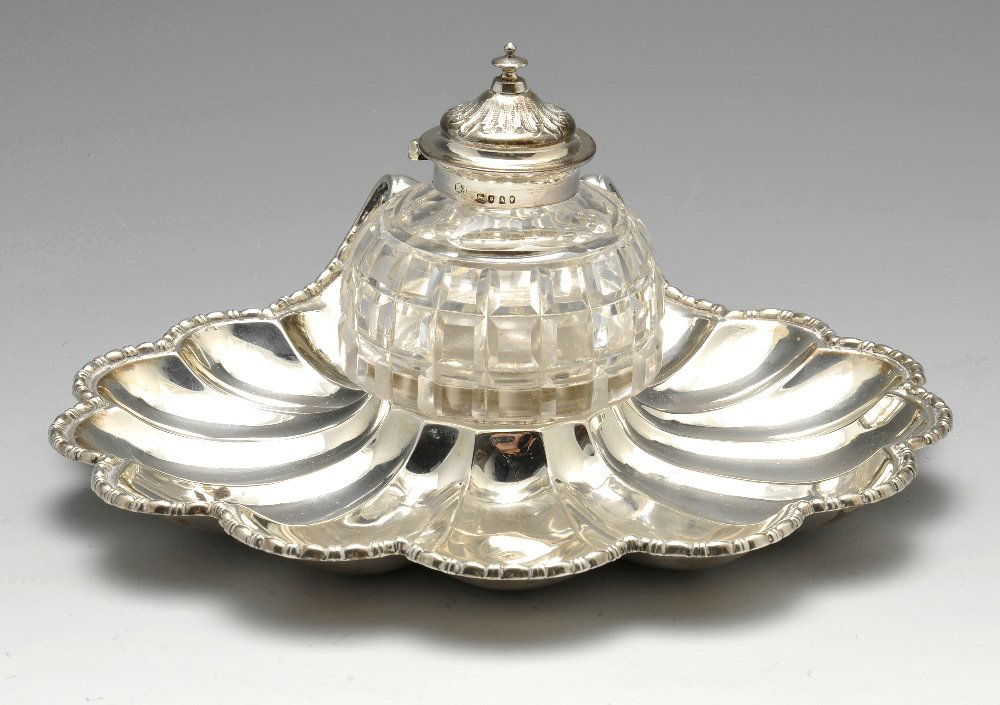 A Victorian silver inkstand. (1 of 6)