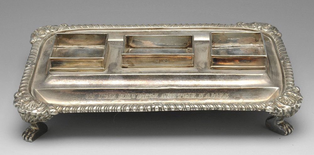A George III silver desk stand. (1 of 9)