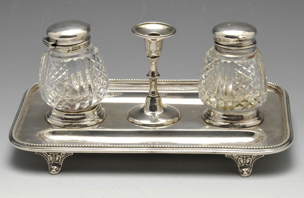 A late Victorian silver inkstand. (1 of 10)