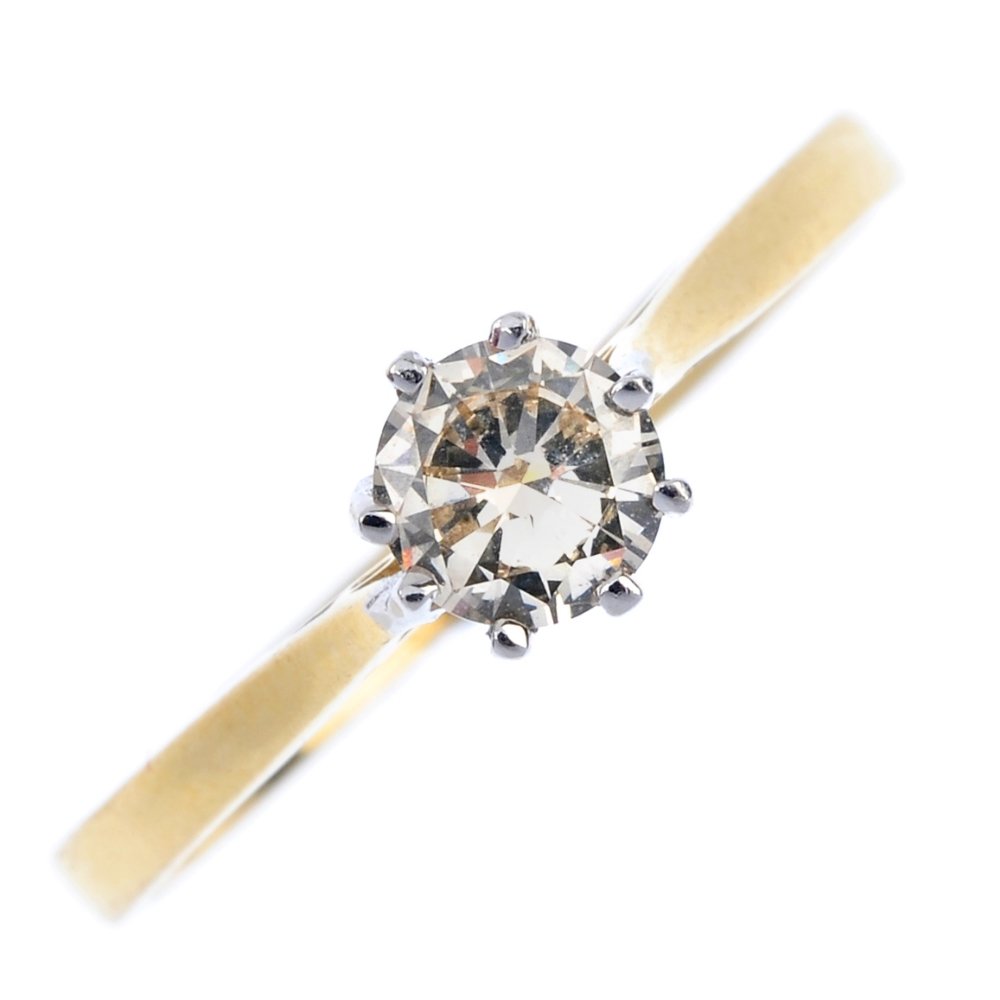 An 18ct gold diamond single-stone ring. (1 of 1)