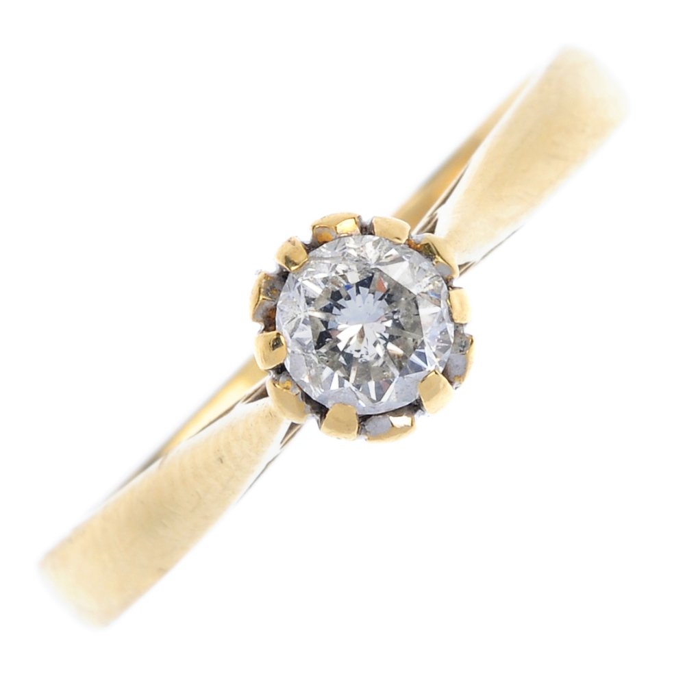 An 18ct gold diamond single-stone ring. (1 of 1)
