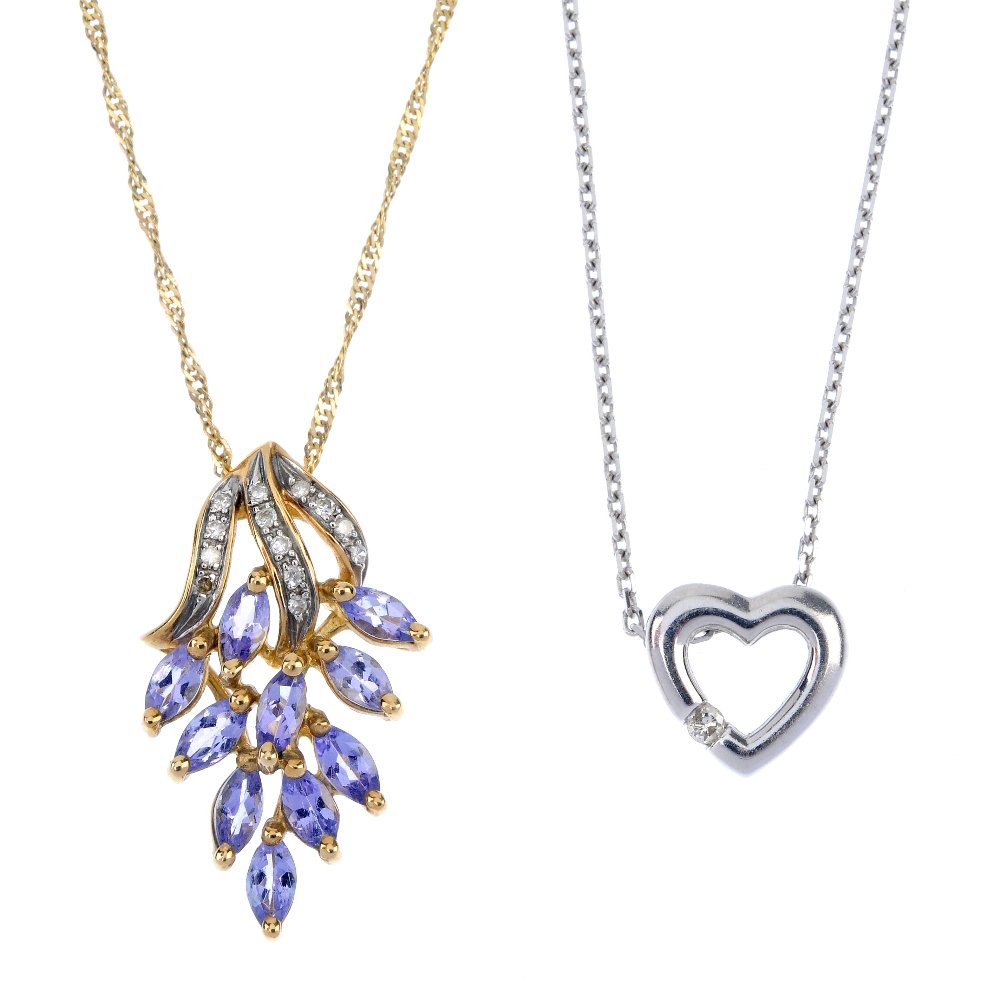 Two 9ct gold pendants and an early 20th century gem-set (1 of 3)