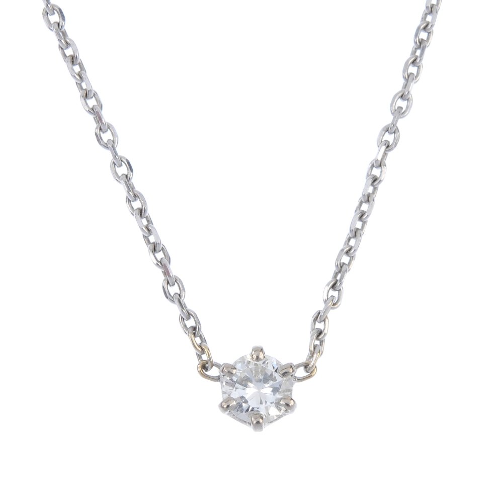 A laser drilled diamond single-stone pendant, on chain. (1 of 3)