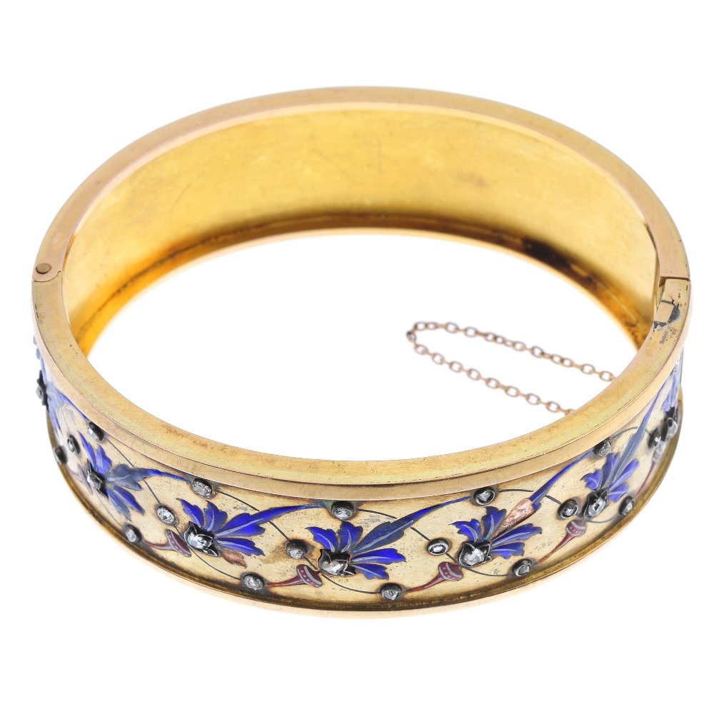 A late 19th century gold enamel and diamond hinged (1 of 3)