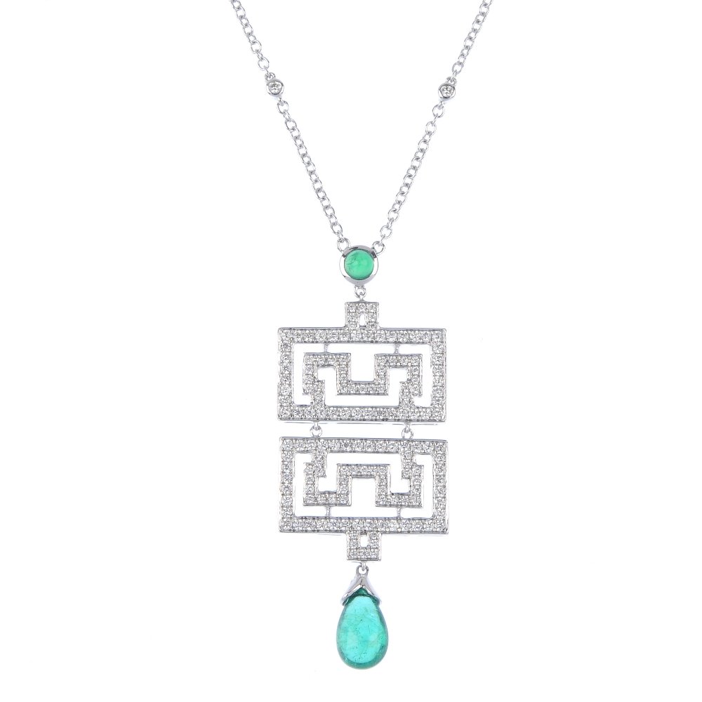 An emerald and diamond necklace. (1 of 3)