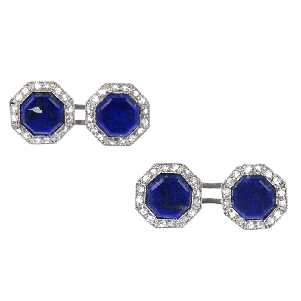 A pair of early 20th century 18ct gold and platinum (1 of 3)