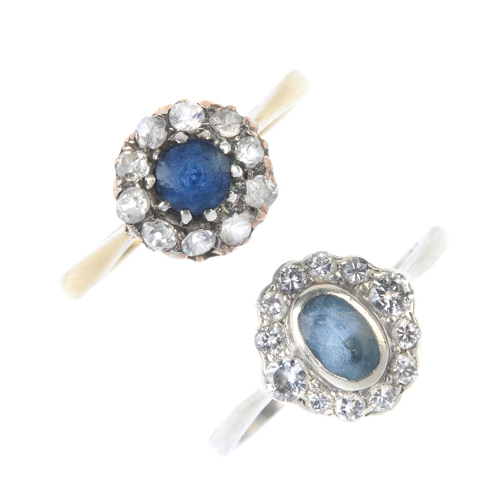 Two diamond and gem-set cluster rings. (1 of 4)