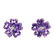 A pair of 9ct gold amethyst and diamond floral ear