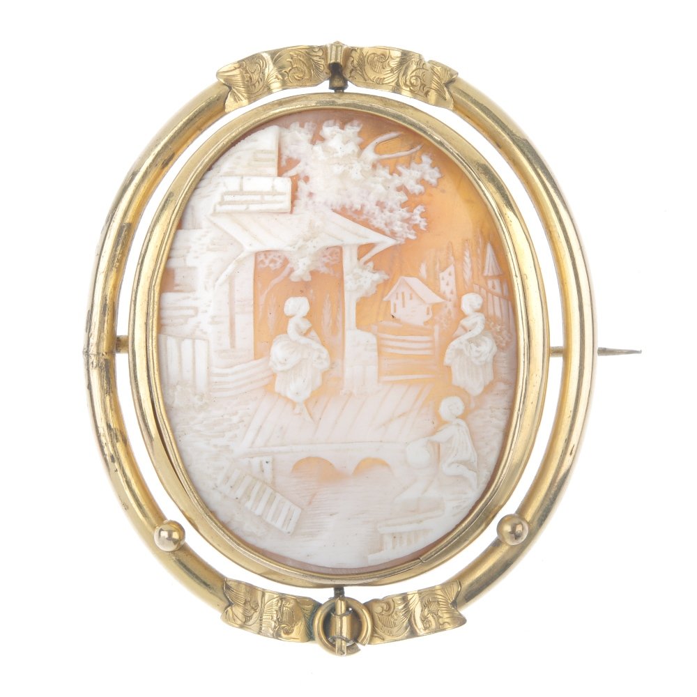 A late 19th century rolled gold swivel cameo brooch. (1 of 2)