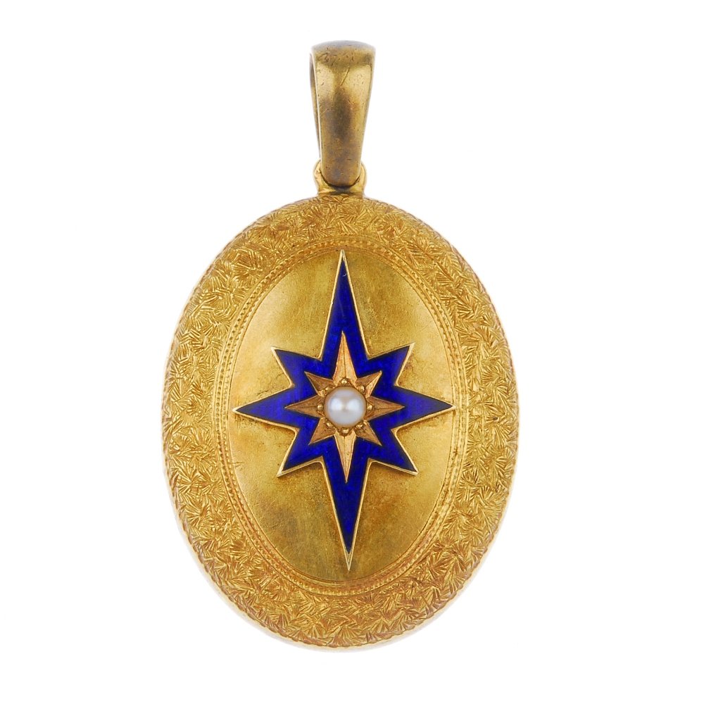A late 19th century 18ct gold blue enamel and split (1 of 3)