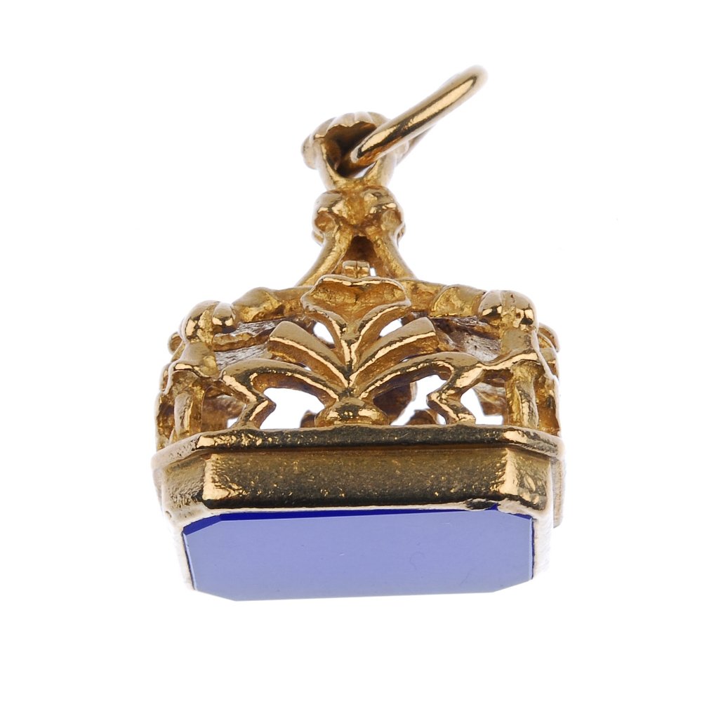 A 9ct gold gem-set fob. (1 of 2)
