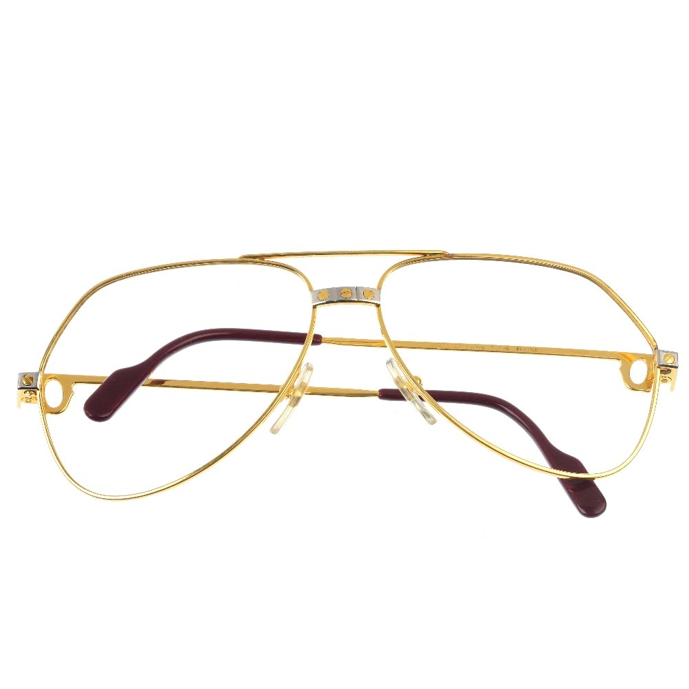 CARTIER -  a pair of Santos de Cartier aviator glasses (1 of 5)