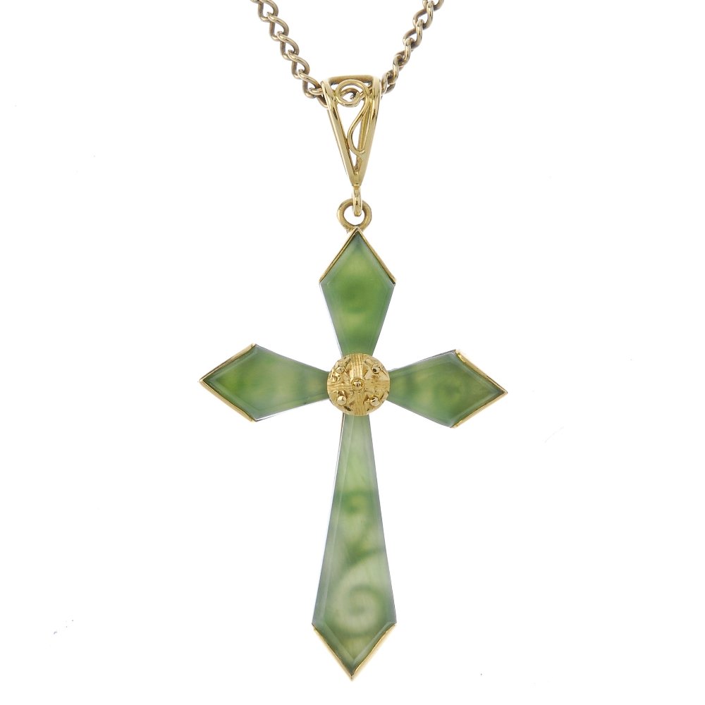 A nephrite jade cross pendant. (1 of 3)