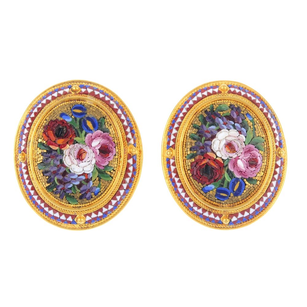 A late 19th century set of gold micro mosaic dress (1 of 3)