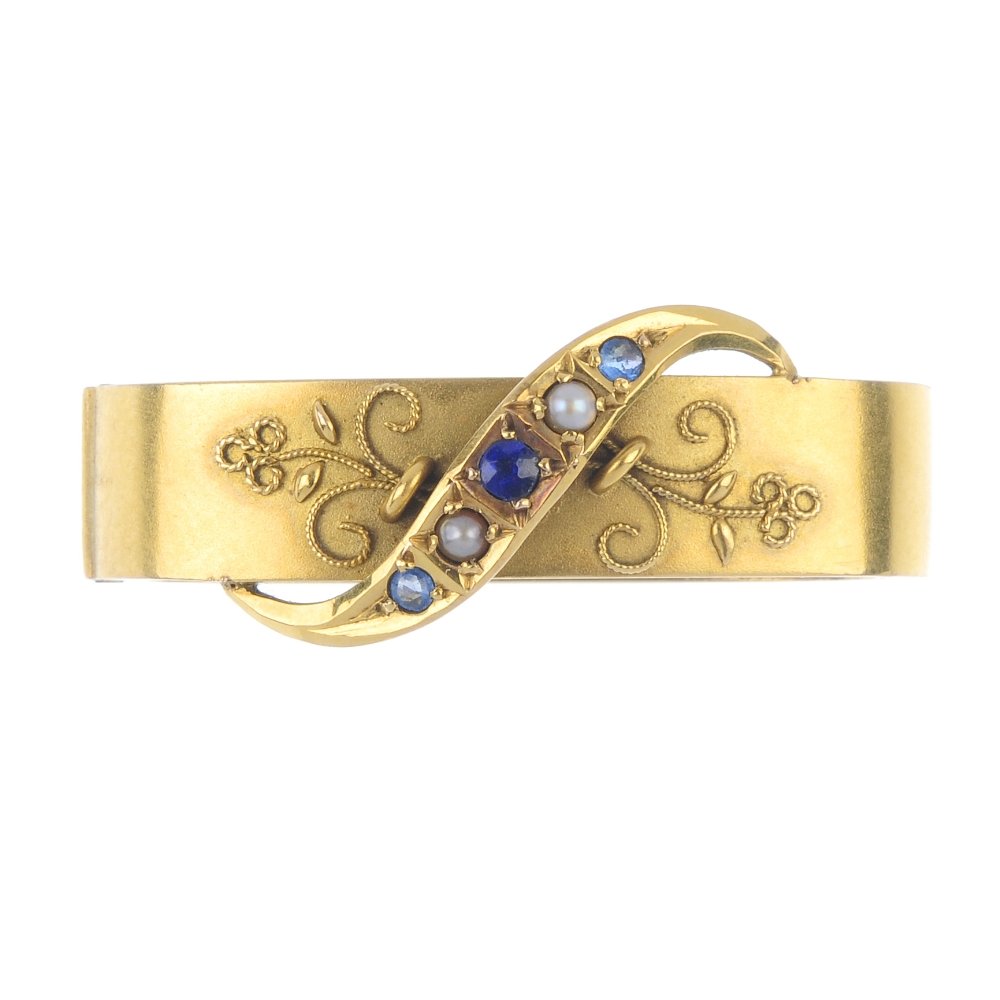 A late Victorian 9ct gold sapphire and split pearl (1 of 3)