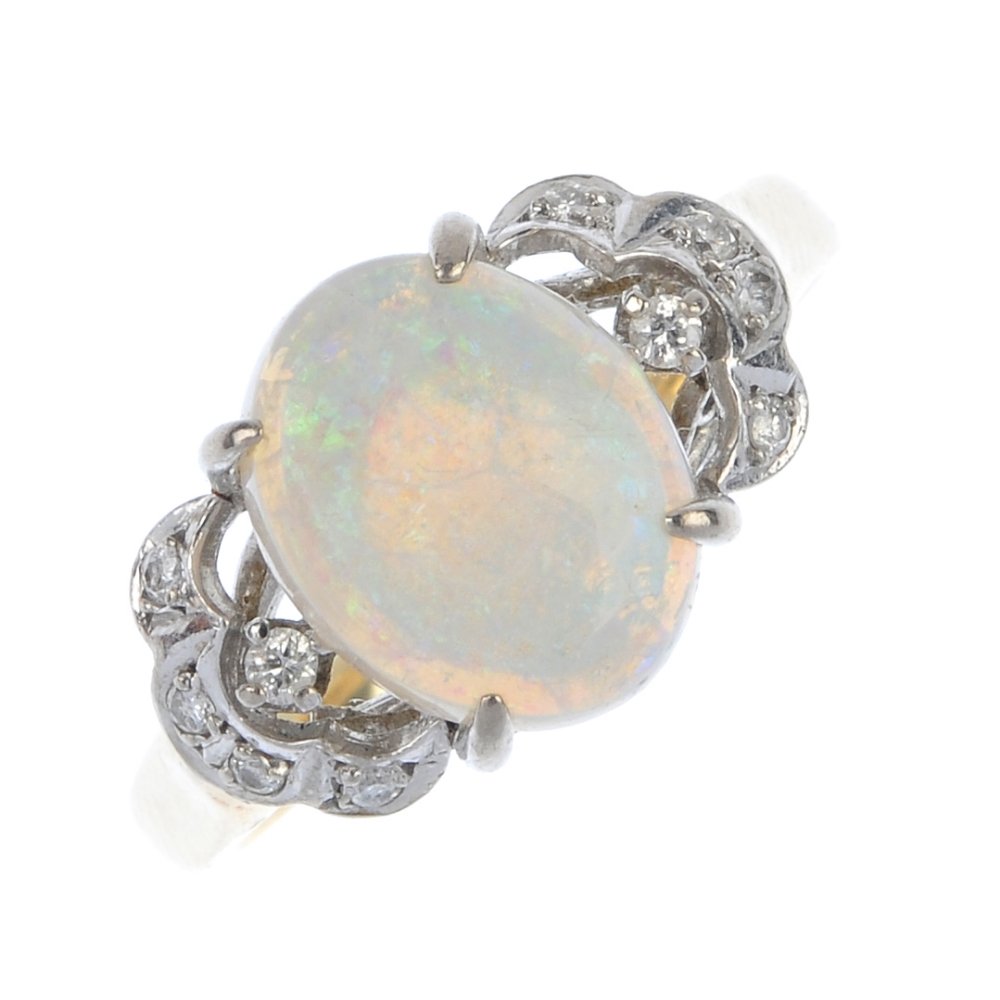 An opal and diamond dress ring. (1 of 4)