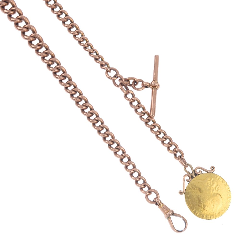 A late 19th century 9ct gold Albert, with mounted (1 of 2)