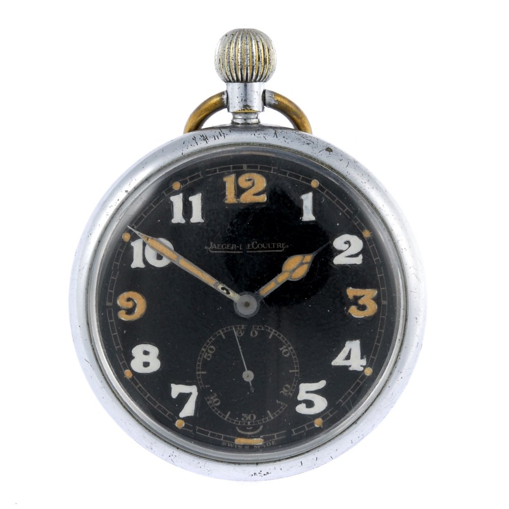 A base metal open face military issue pocket watch by (1 of 4)
