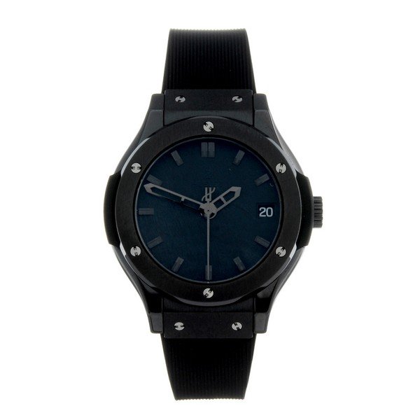 HUBLOT - a limited edition lady's bi-material Classic: HUBLOT - a limited edition lady's Classic Fusion All Black wrist watch. Number 494 of 500. Ceramic and titanium case with titanium bezel. Numbered 944267. Quartz movement with quick date set. Black di