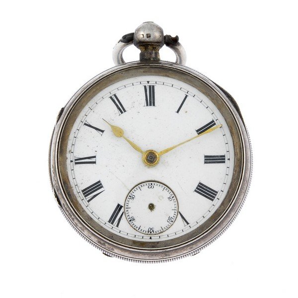An open face pocket watch by W. Robinson.: An open face pocket watch by W. Robinson. Silver case, hallmarked Birmingham 1848. Numbered 516. Signed key wind full plate fusee and chain movement with ratchet tooth lever escapement. White enamel d