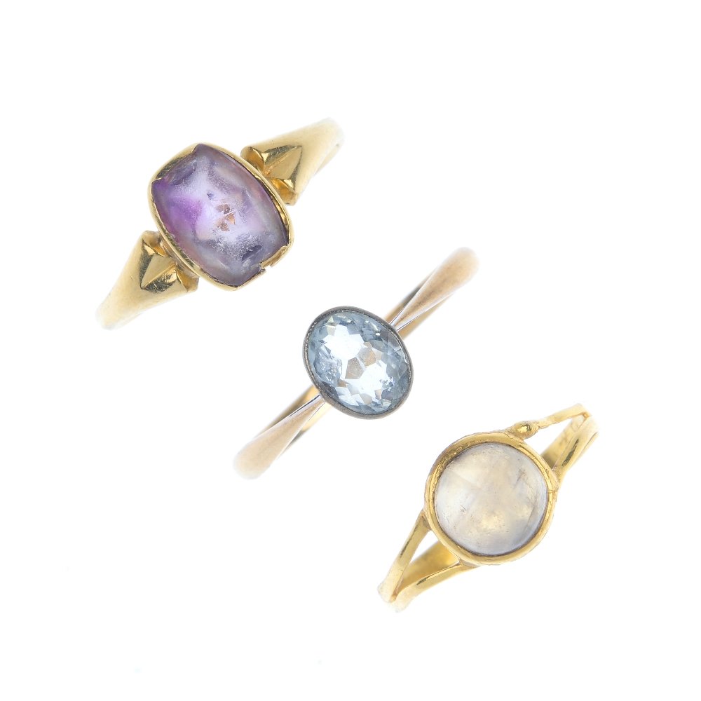 Two early 20th century 18ct gold gem-set rings and a (1 of 3)