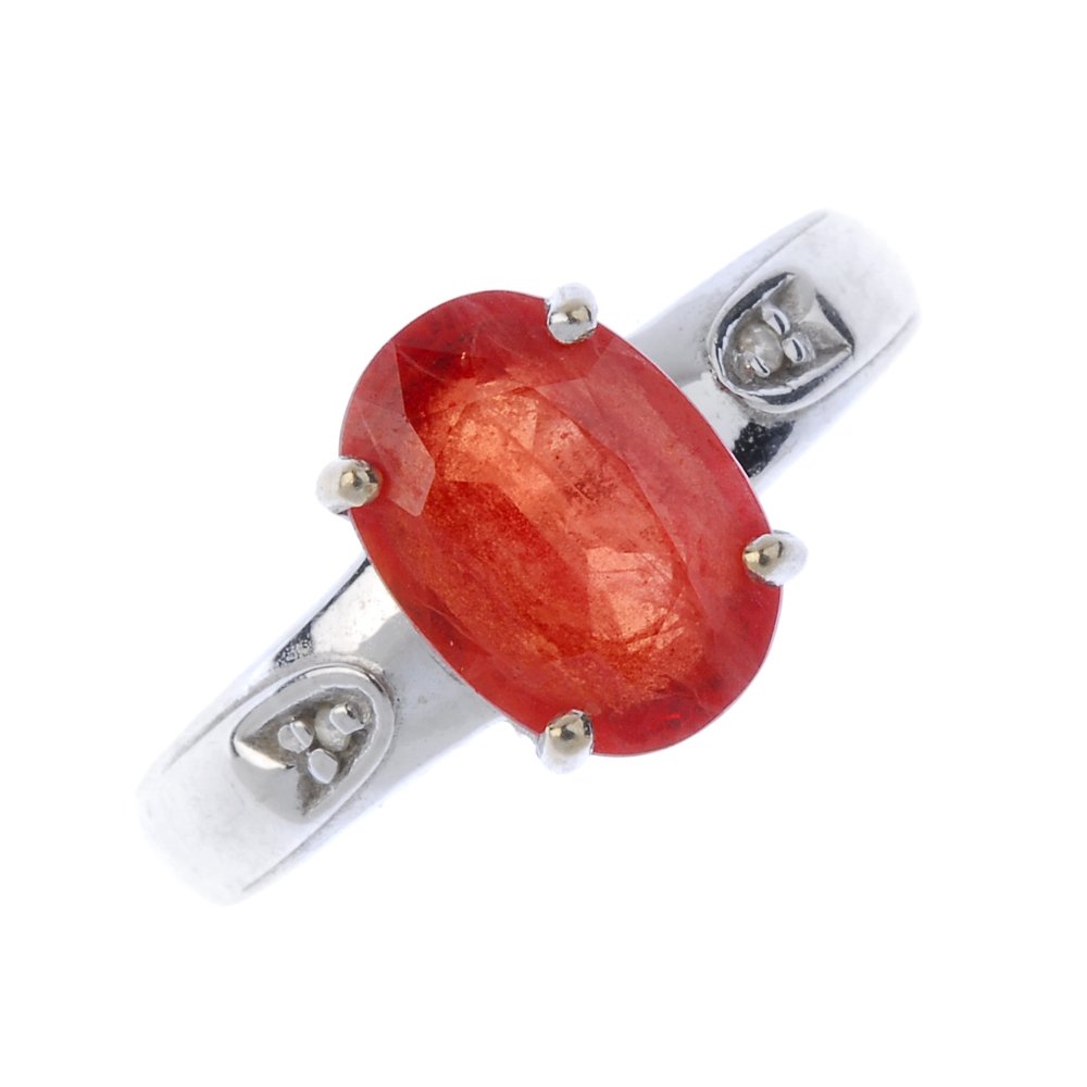 An 18ct gold sapphire and diamond ring. (1 of 3)