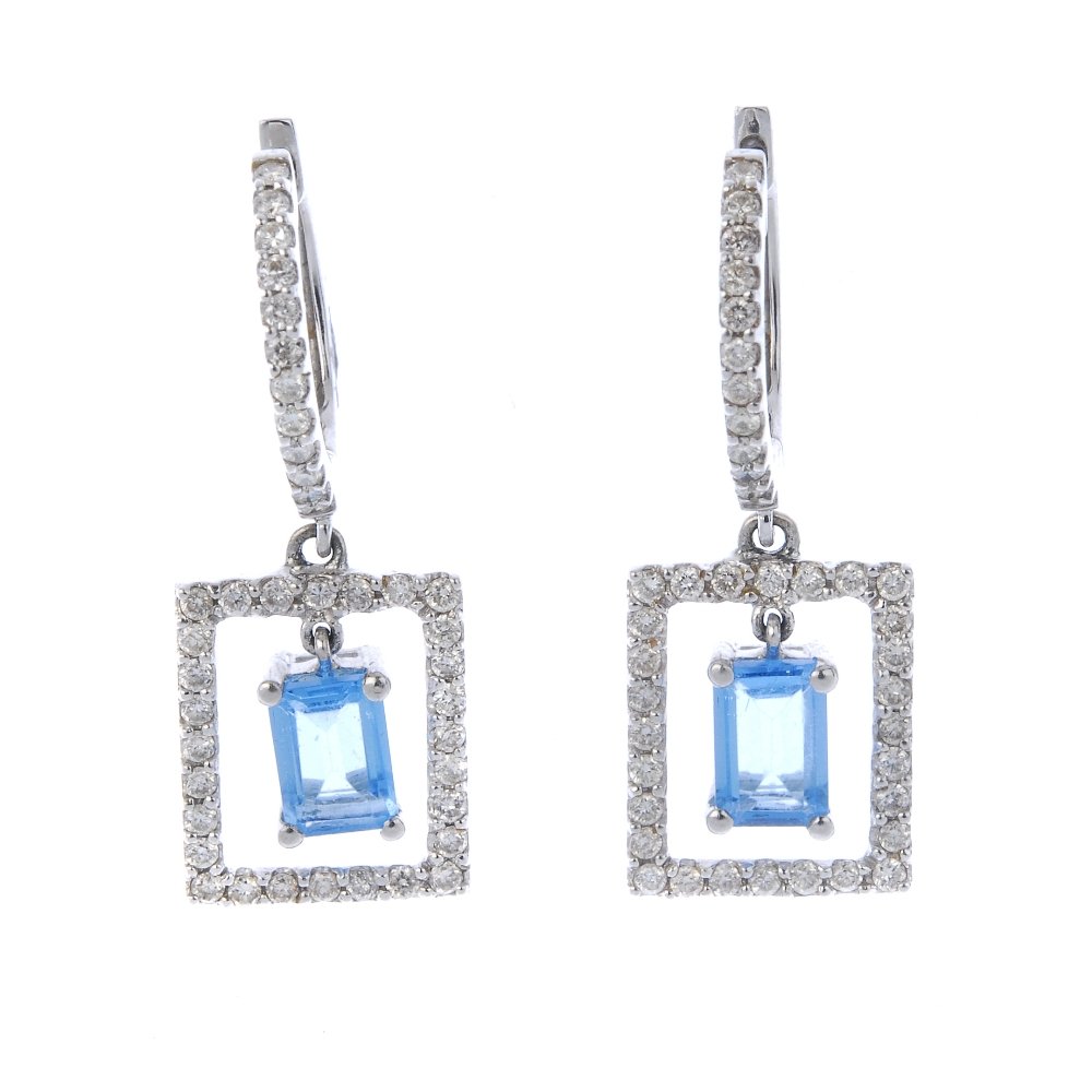 A pair of topaz and diamond ear pendants. (1 of 2)