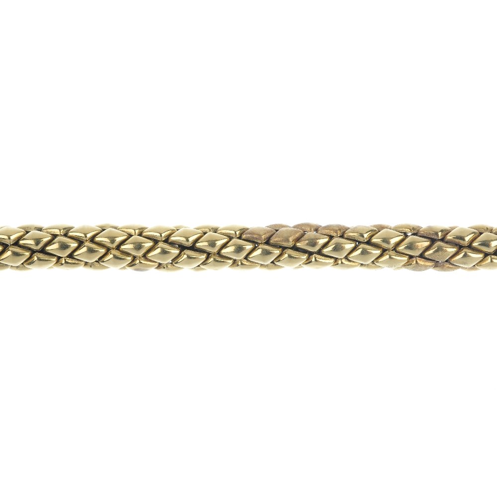 CHIMENTO - an 18ct gold diamond 'Stretch' bracelet.: CHIMENTO - an 18ct gold diamond 'Stretch' bracelet. The mesh-link bracelet, to the brilliant-cut diamond clasp. Maker's marks for Chimento. Hallmarks for London, 2009. Length 19.3cms. Weight 15.6gms.