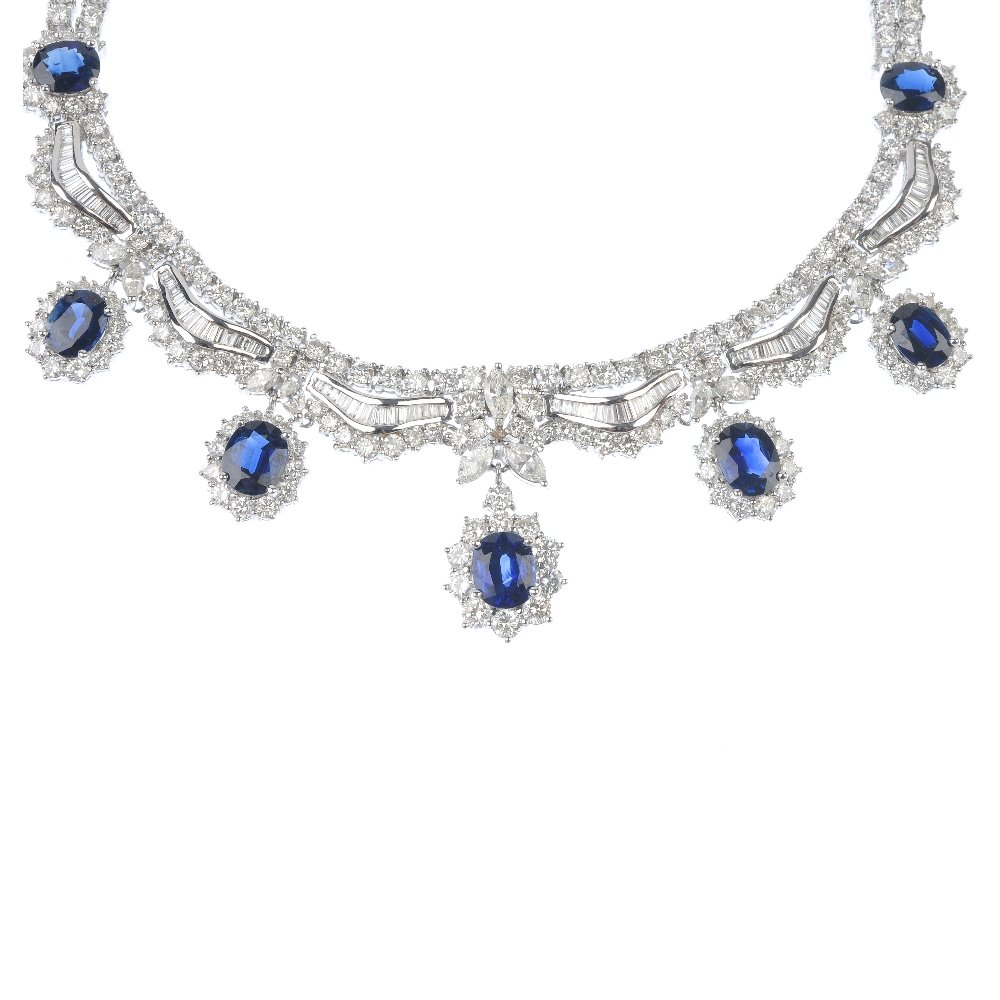 A diamond and sapphire set necklace, set throughout (1 of 3)