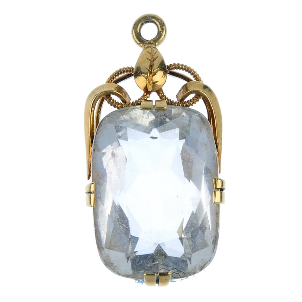 A mid 20th century aquamarine pendant. (1 of 2)