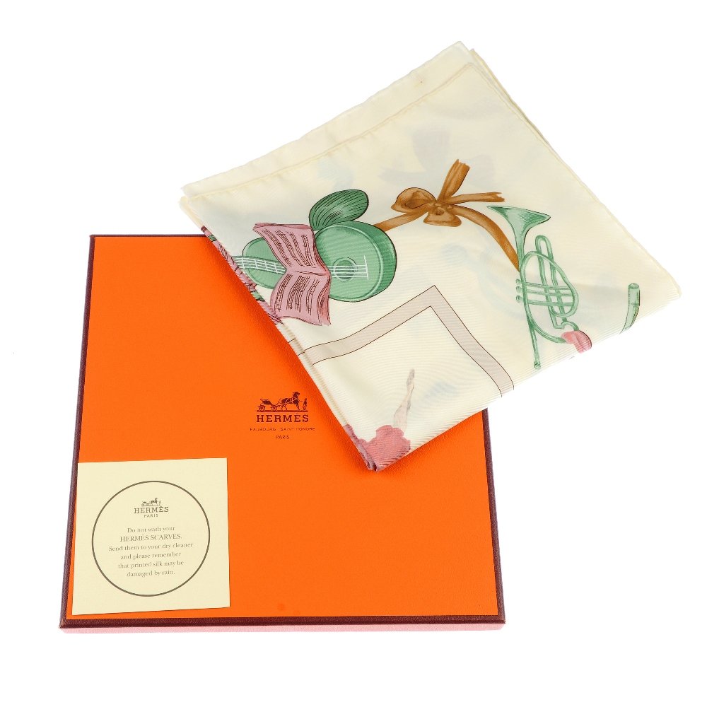HERMES - a cream 'La Danse' scarf (1 of 3)