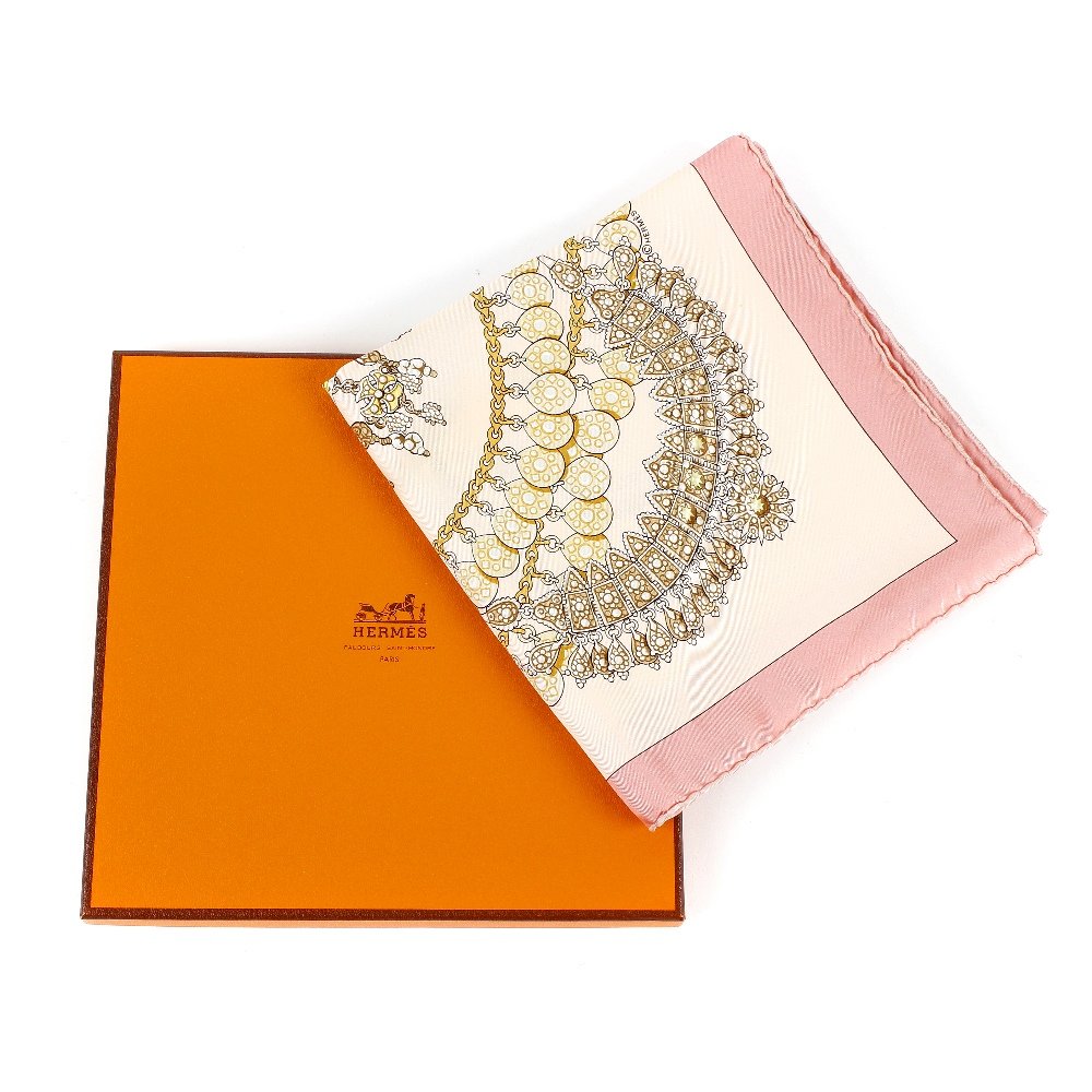 HERMES - a pink 'Kosmima' silk scarf (1 of 7)