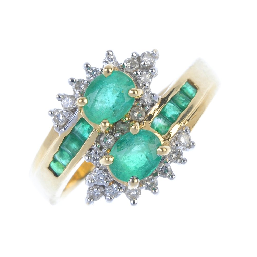 An emerald and diamond dress ring. (1 of 3)