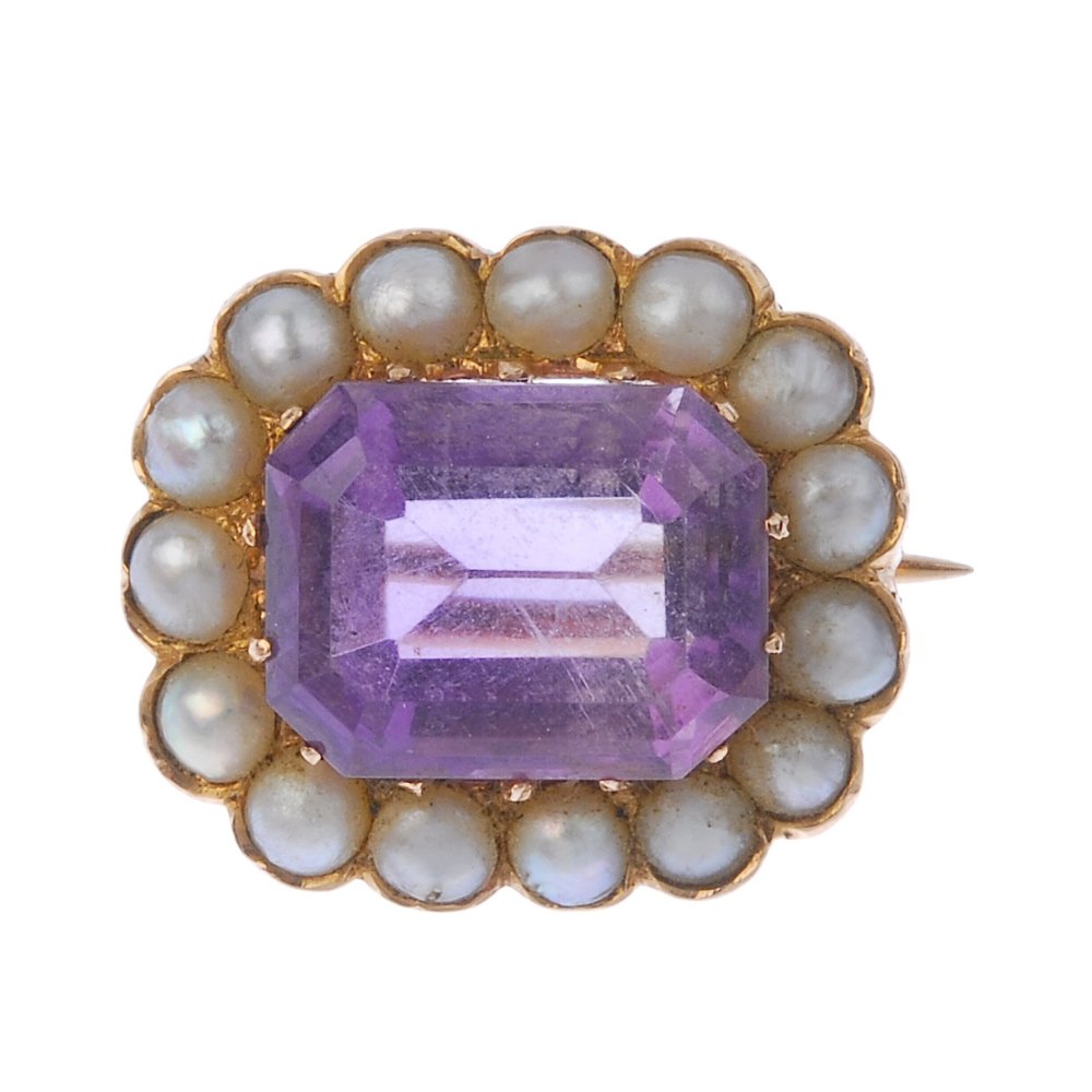 An early 20th century gold amethyst and split pearl (1 of 2)