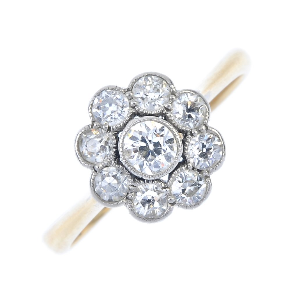 An early 20th century 18ct gold diamond floral cluster (1 of 3)