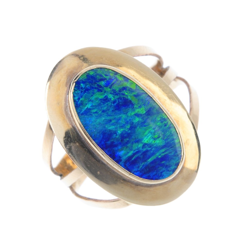 An opal single-stone ring. (1 of 3)