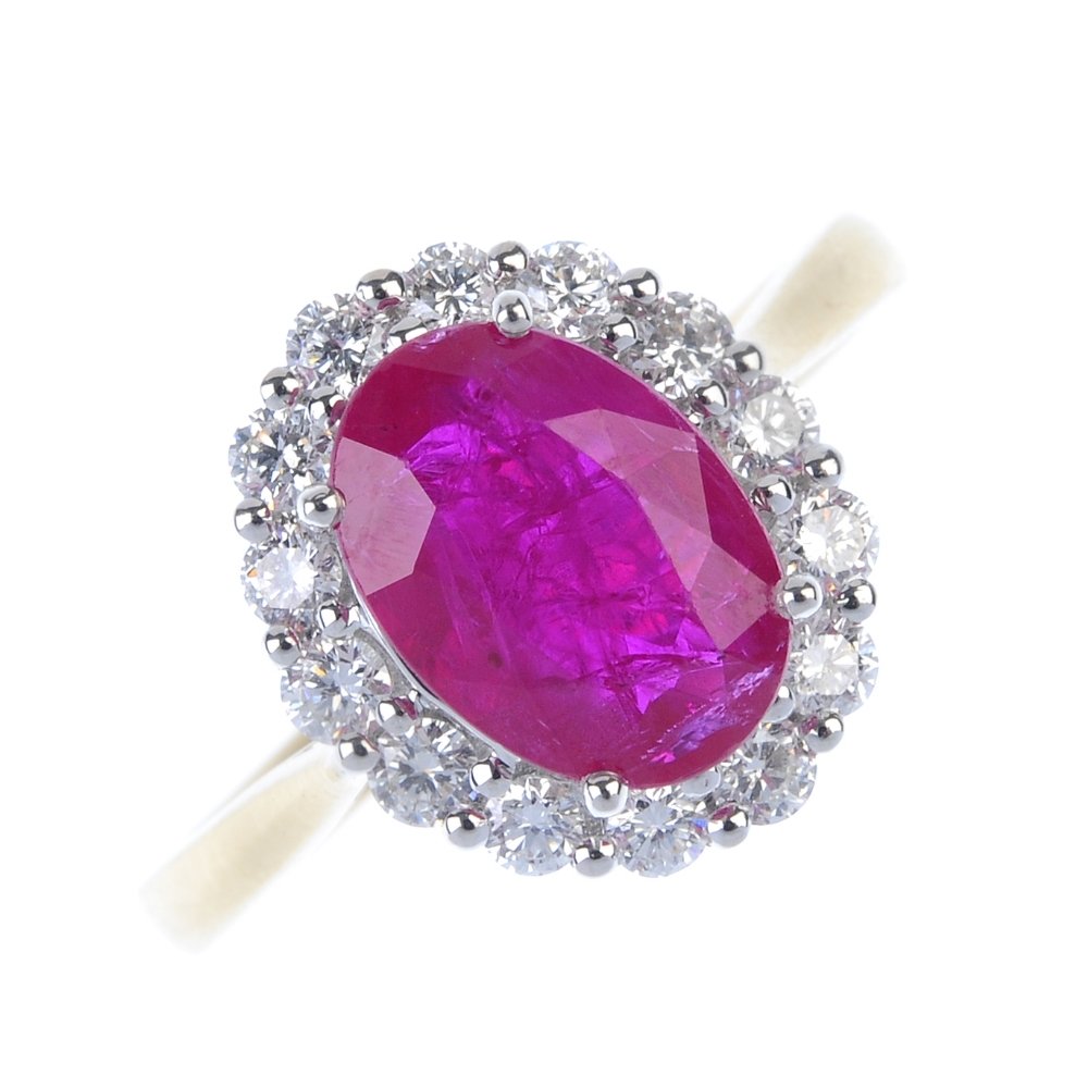 A ruby and diamond cluster ring. (1 of 3)