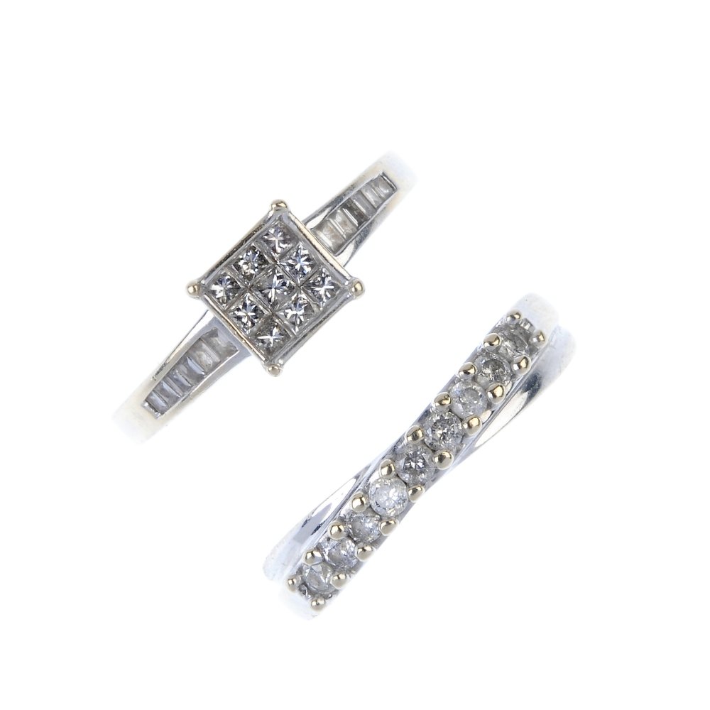 Two 18ct gold diamond dress rings. (1 of 3)