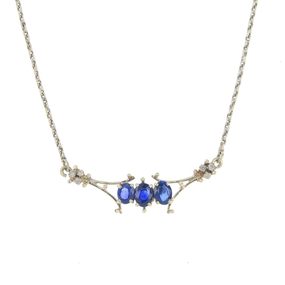 A sapphire and diamond necklace. (1 of 2)