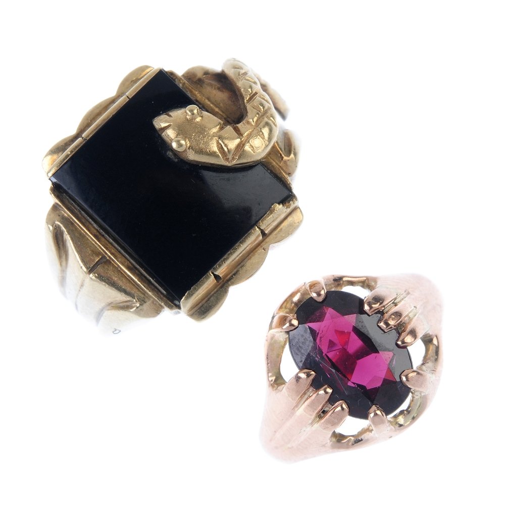 Two 9ct gold gem-set rings. (1 of 3)