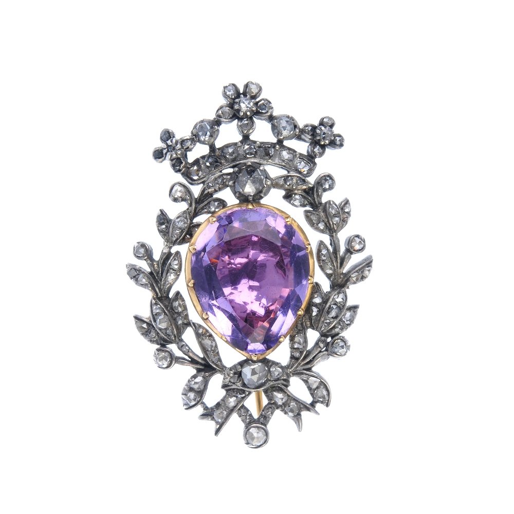 A mid 19th century silver and gold foil-back amethyst (1 of 2)