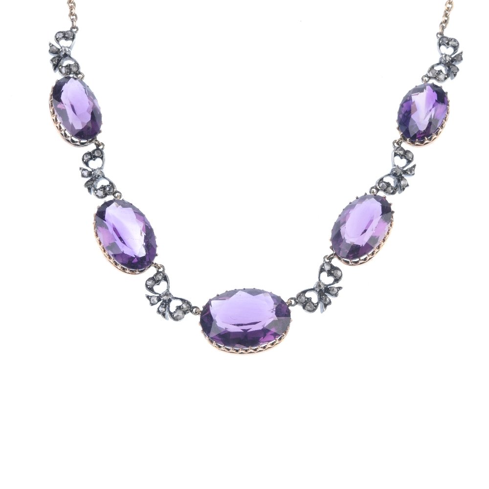 An amethyst and diamond necklace. (1 of 2)